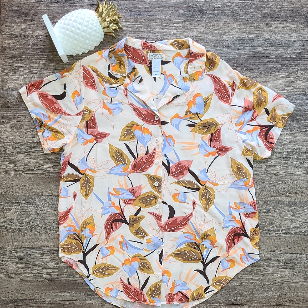 Lspace Island Time Aloha Button Down Top - Small